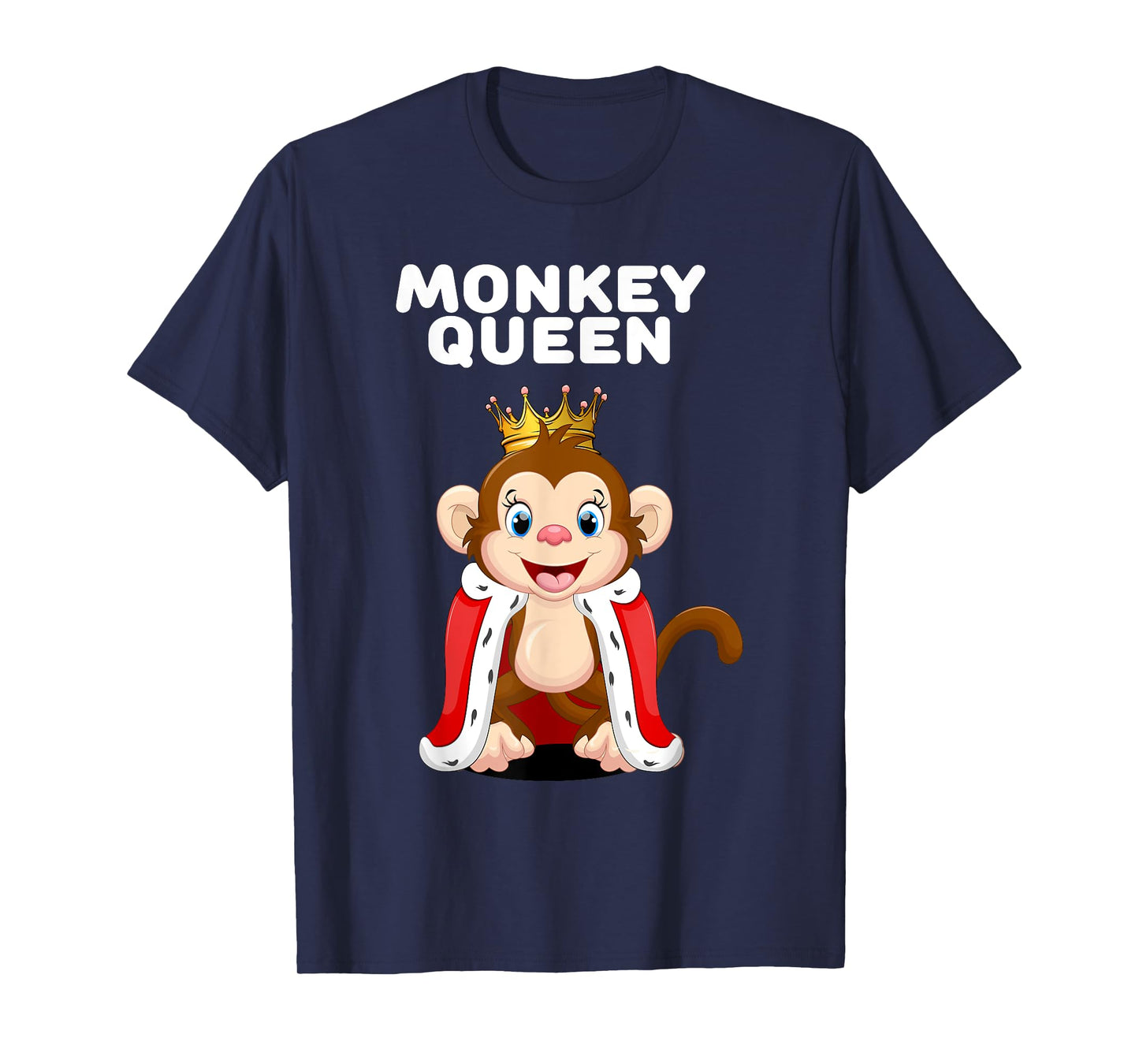 Womens Monkey Shirts for Girls Monkey Queen | Black Cartoon Monkey T-Shirt