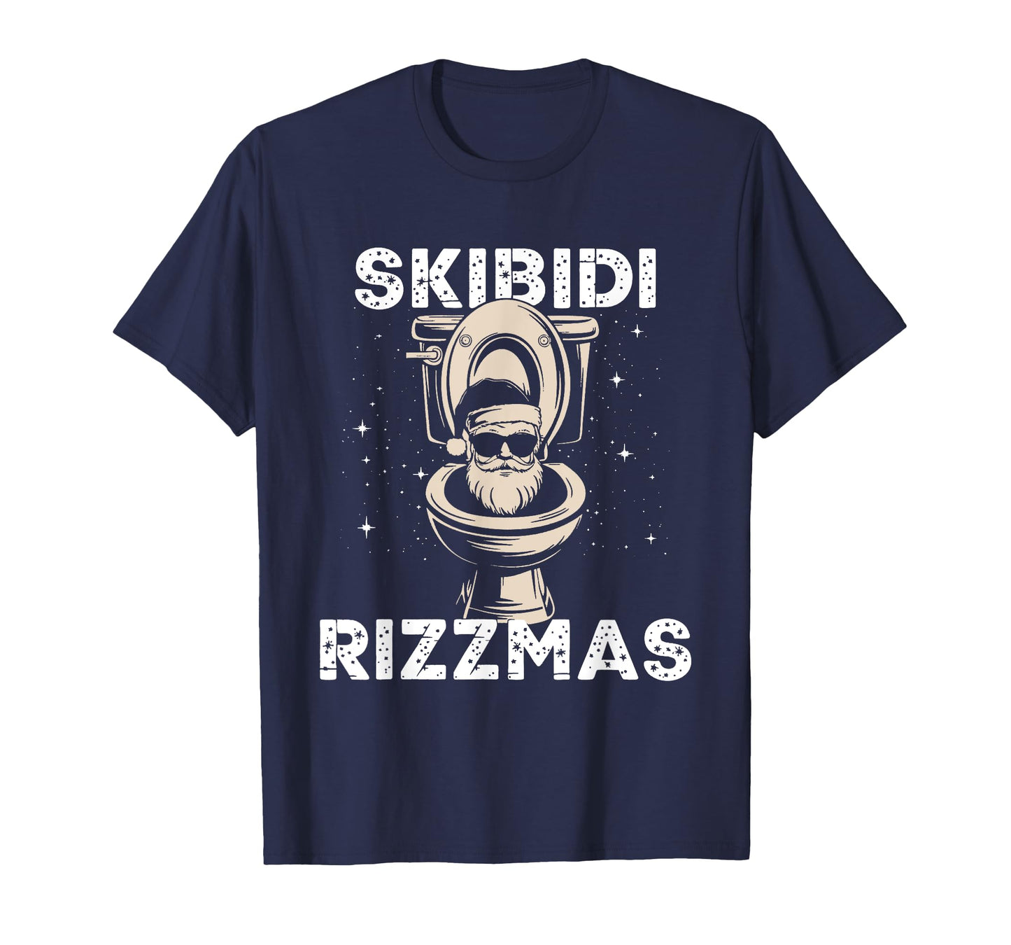 Skibidi Rizzmas Funny Toilet Santa White Elephant Christmas T-Shirt