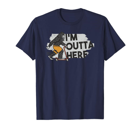 Yeti Bigfoot Sasquatch - I'm Outta Here Riding Scooter T-Shirt