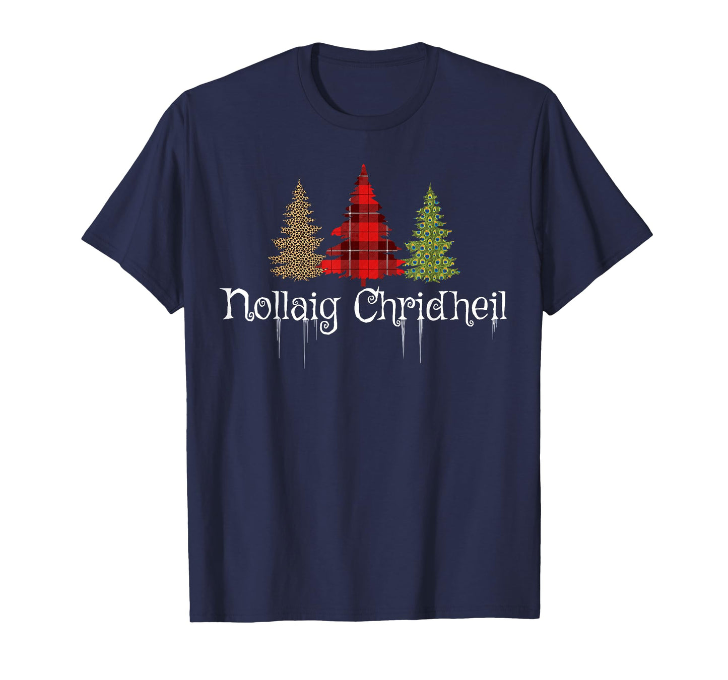Scottish Gaelic Merry Christmas Nollaig Chridheil Plaid Tree T-Shirt