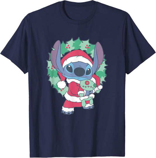 Disney Lilo & Stitch Christmas Santa Claus Stitch Portrait T-Shirt