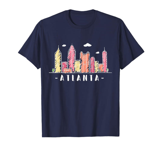 Atlanta Skyline Georgia Colourful City Souvenir Gift T-Shirt