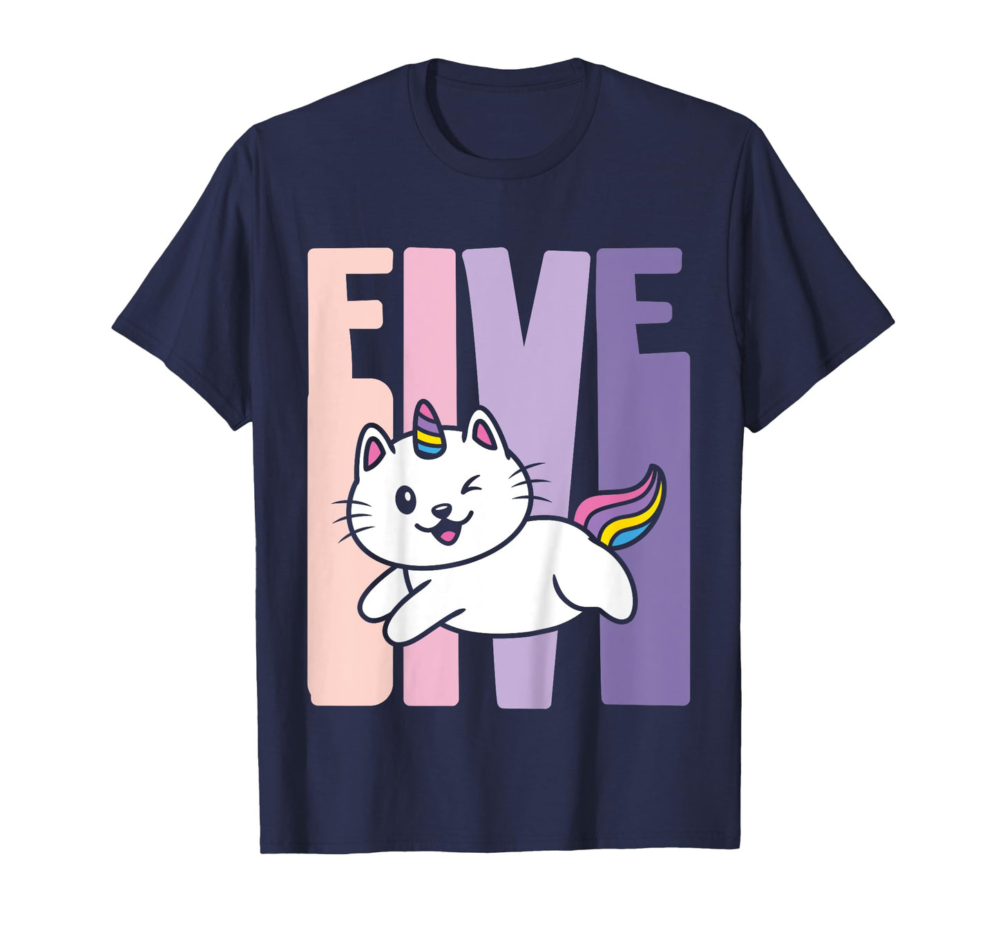5 Year Old Cute Caticorn Cat Unicorn Birthday Girl B-day T-Shirt