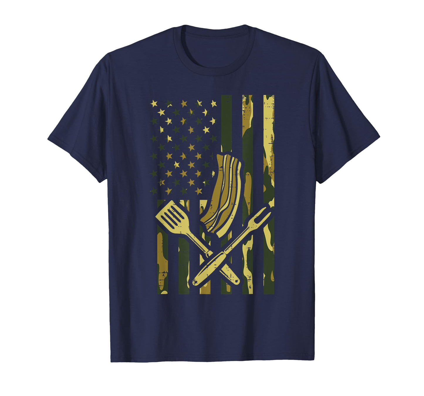 Camo US Flag Bbq Meat Grill Barbecue Patriot Men Women Kids T-Shirt