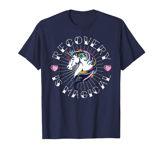 Unicorn Recovery is Magical Tattoo Art For NA AA Sobriety T-Shirt
