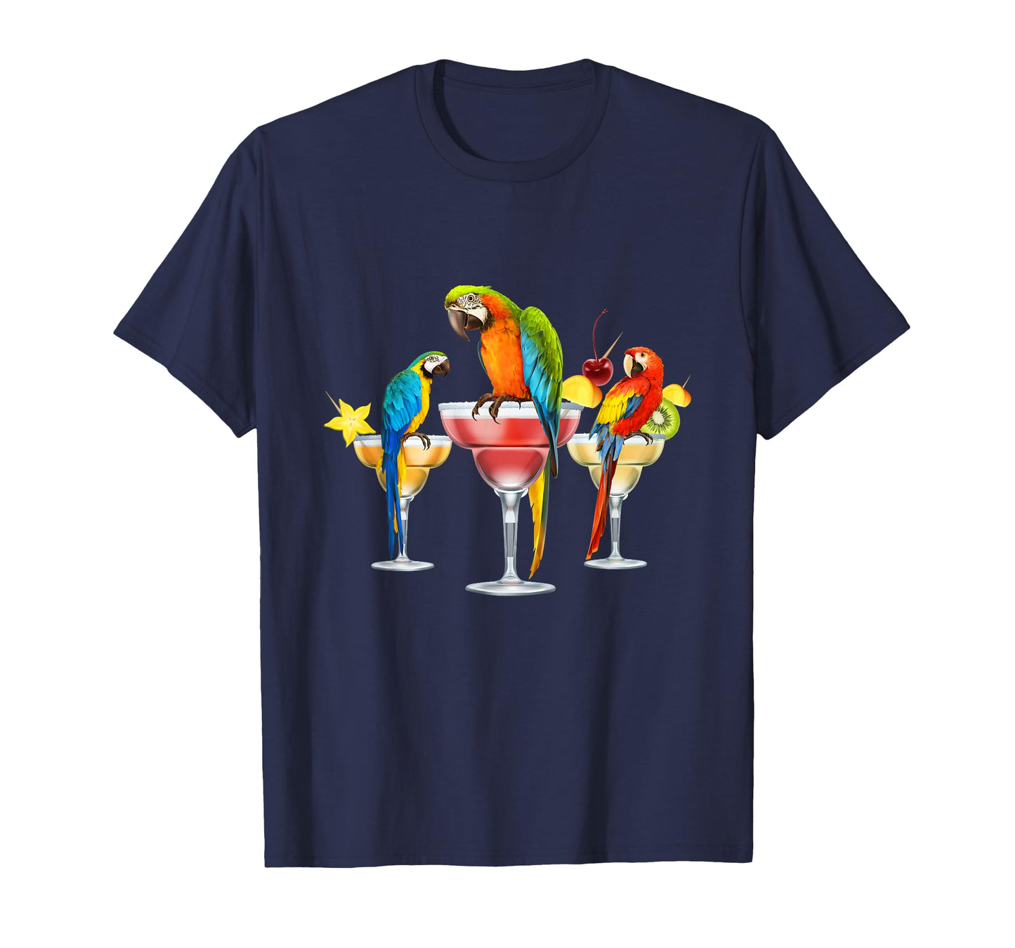 Parrots Drinking Margarita Tropical Birds Vacation Hawaiian T-Shirt