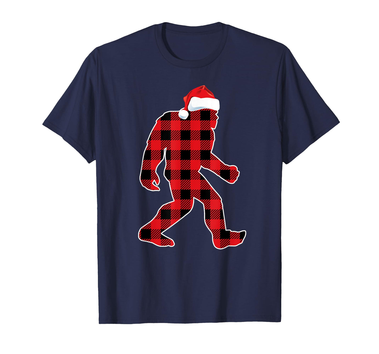 Believe Red Plaid Bigfoot Christmas Sasquatch Santa Sleeping T-Shirt