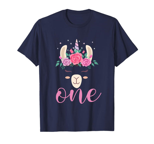 Kids 1 year Old Llamacorn Birthday Party Llama Unicorn 1st Gift T-Shirt