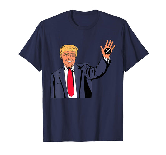 Trump Xrp Tee Unisex-Adults Black Cartoon T-Shirt Small