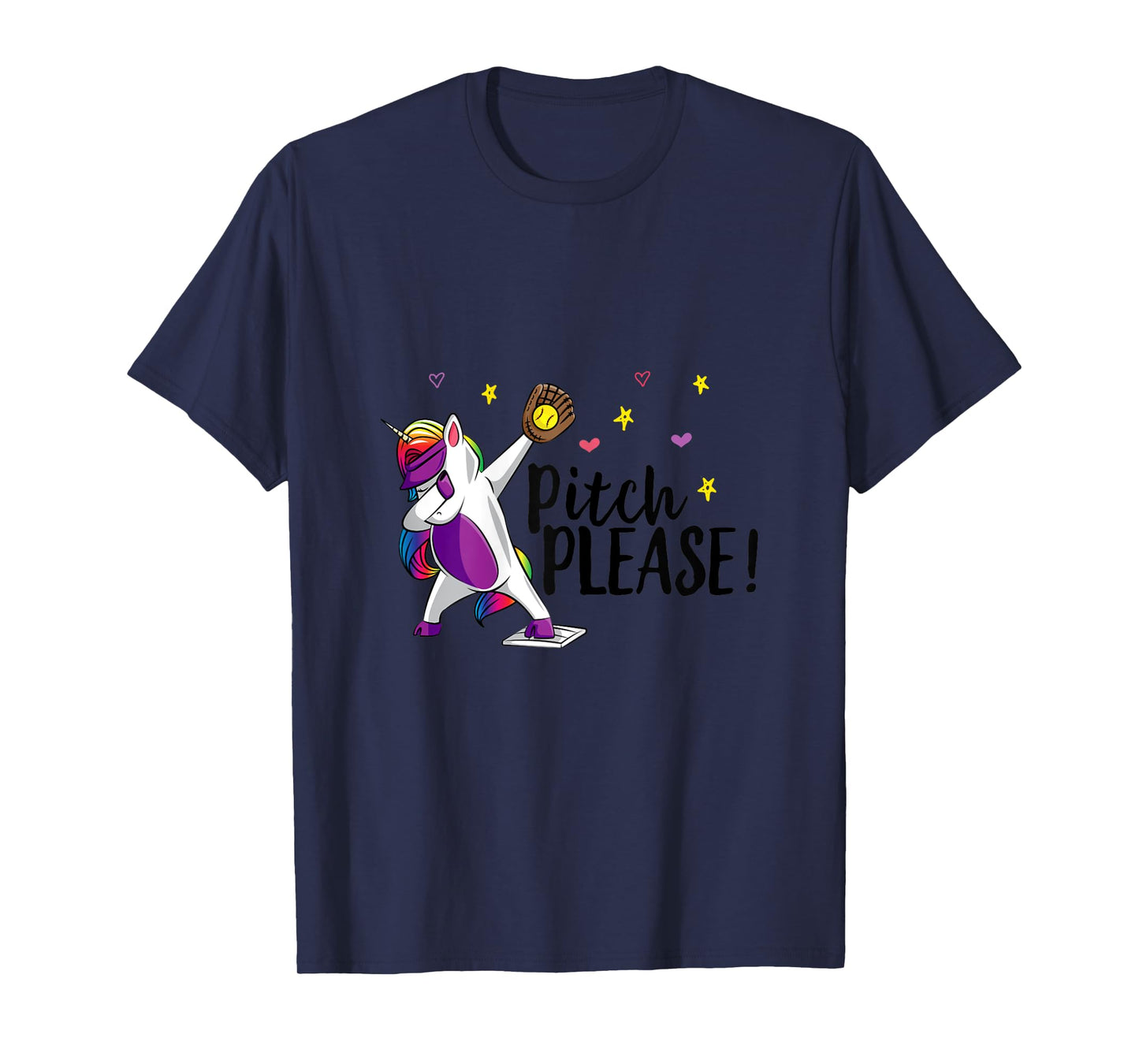 Dabbing Unicorn Funny Softball Pitcher Girls Pitch Please T-Shirt