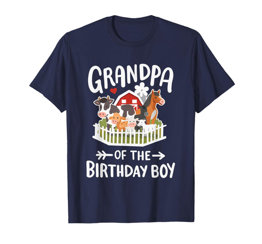 Grandpa Of The Birthday Boy Farm Animal Bday Family Matching T-Shirt