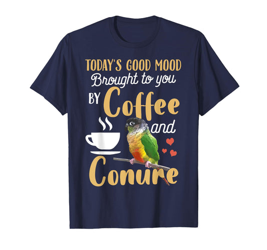Green Cheek Conure Shirt - Good Coffee and Conure Parrot T-Shirt