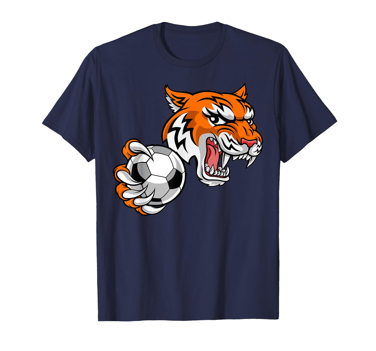 Tiger Cartoon Sports Tigers Team Mascot Soccer Football Ball T-Shirt