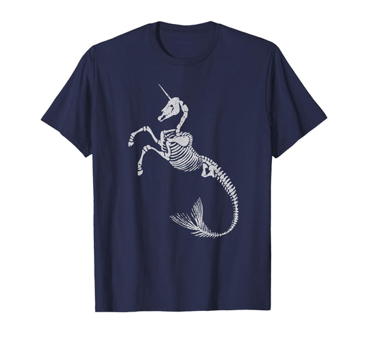 Unicorn Mermaid Skeleton Shirt Halloween Fantasy Art Tee T-Shirt
