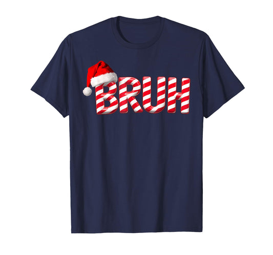 Bruh Christmas Candy Cane for Teen Boys Funny Xmas Bruh T-Shirt