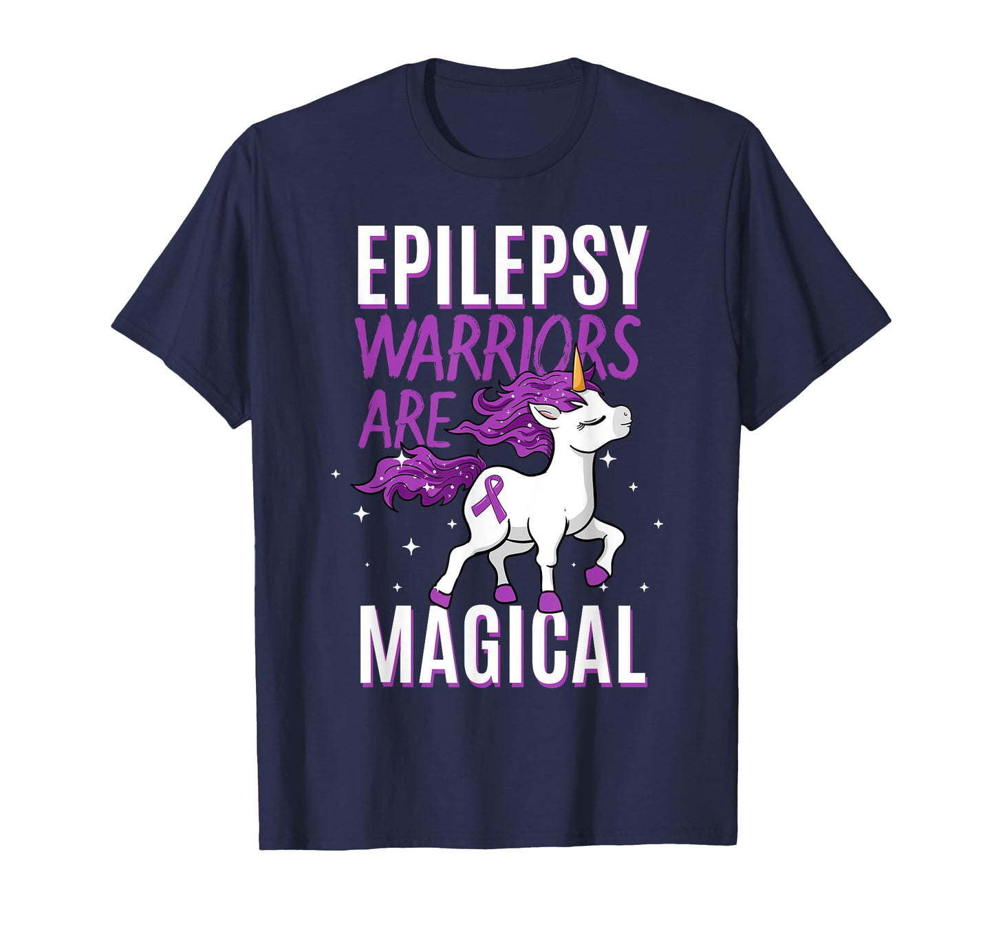 Epilepsie-Bewusstseinsmonat-Kleidung Epilepsy Warriors Are Magical Unicorn Graphic T-Shirt - Black, Small - Men's, Adults with Epilepsy or Supporters, Unisex, Short Sleeve, Classic Fit