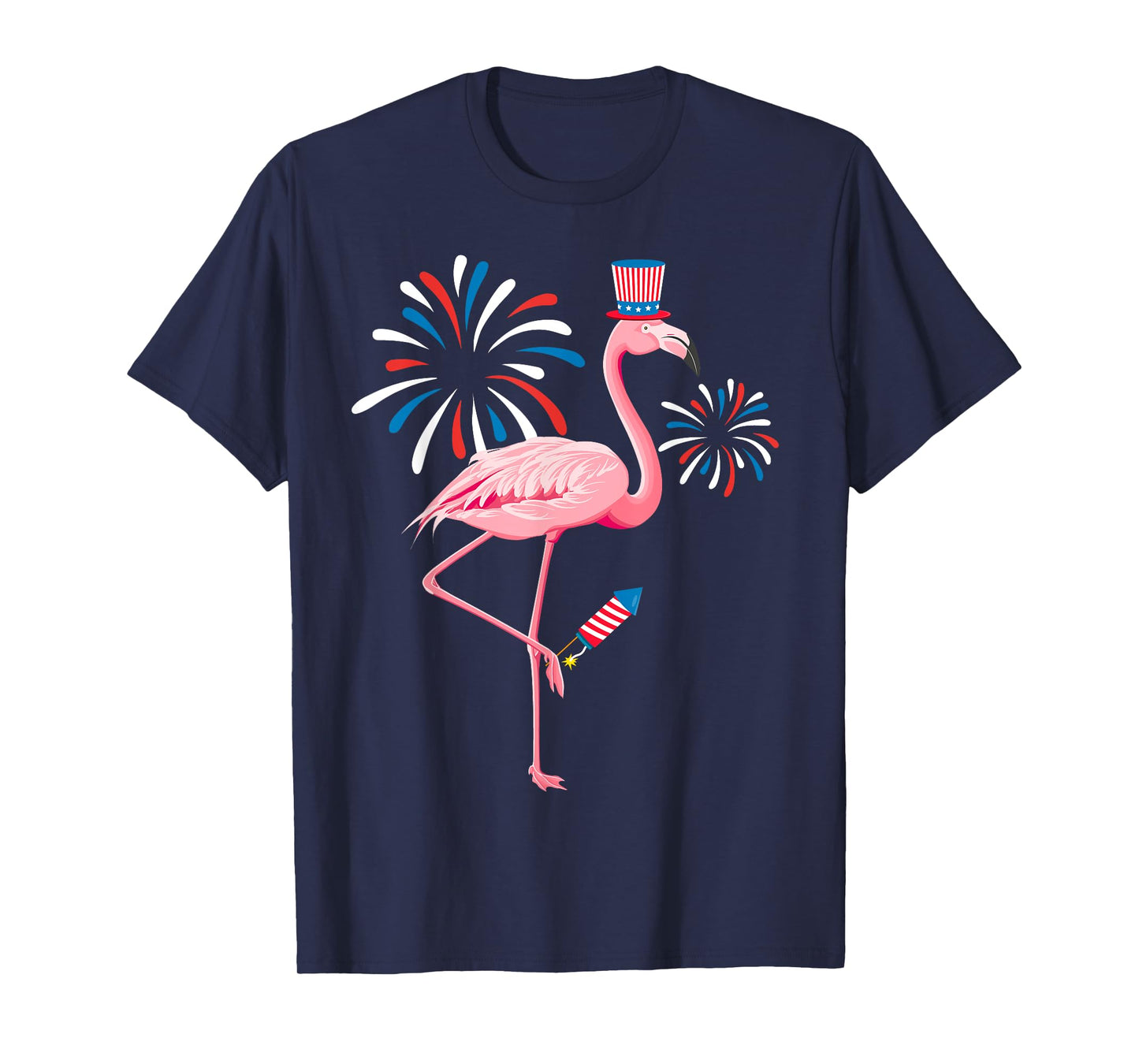 Cute 4th Of July Flamingo Fireworks Kids Toddler Boys Girls T-Shirt