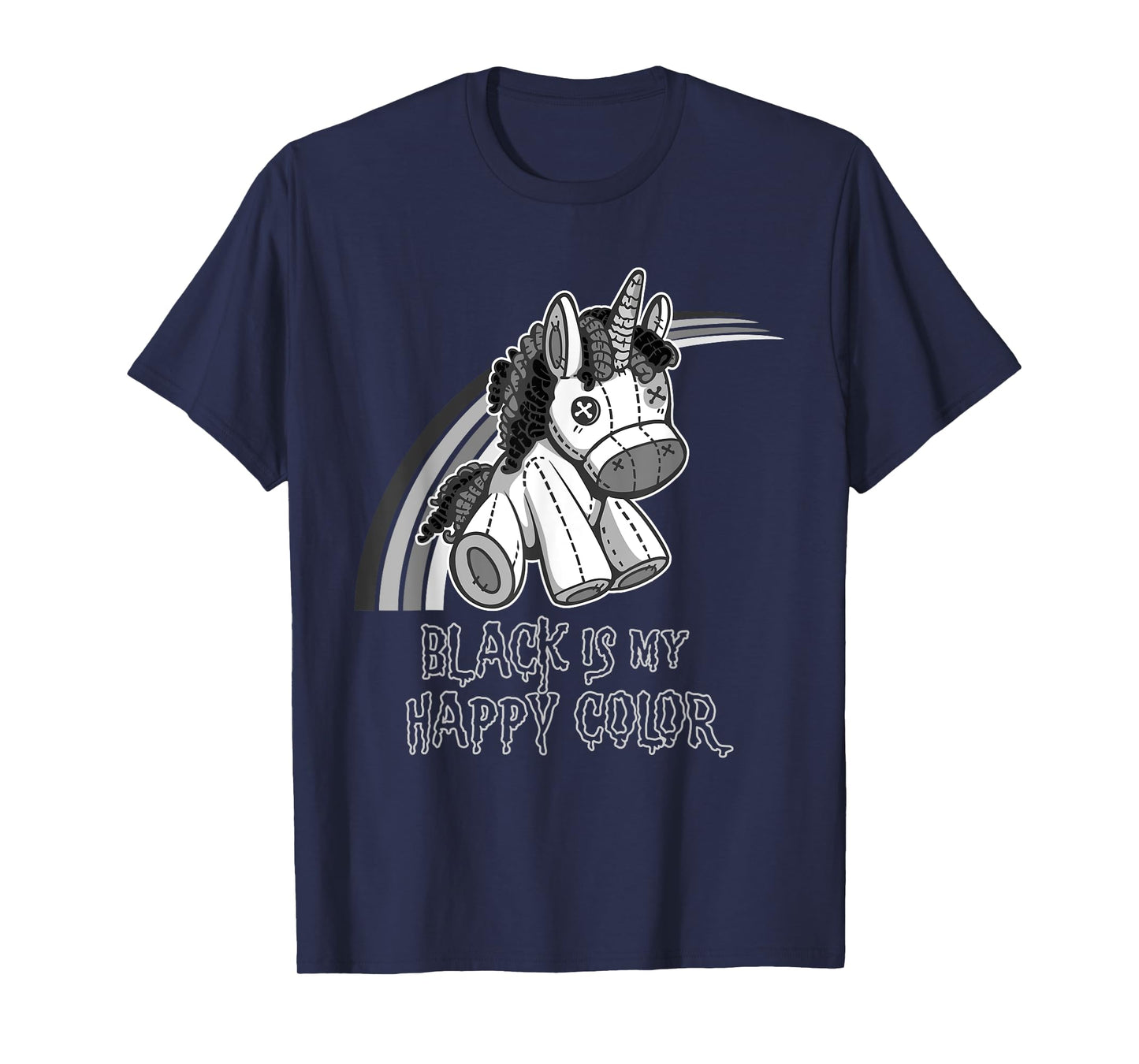 Black Is My Happy Color Gothic Unicorn Goth Girl Emo T-Shirt