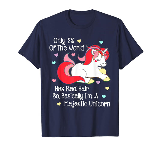 Only 2% of the World Has Red Hair Unicorn Redhead T Shirt T-Shirt