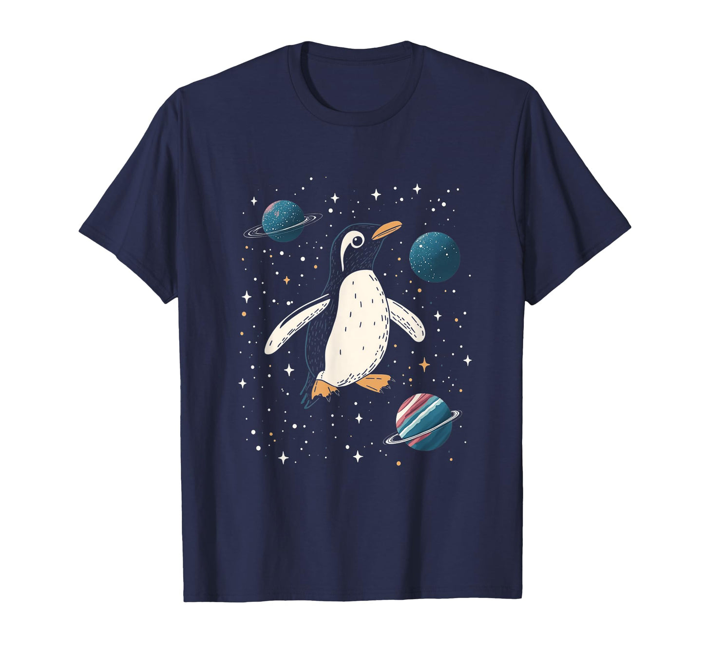 Penguin in Space Cartoon Art T-Shirt
