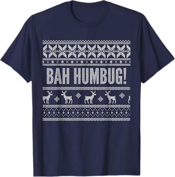 Bah Humbug T Shirt Christmas Fair Isle Style Tee T-Shirt