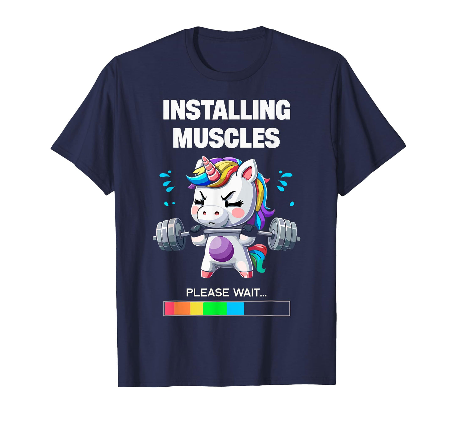 Installing Muscles Funny Unicorn Workout Gym Weightlifting T-Shirt