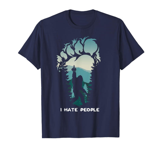 I Hate People Bigfoot Footprint T-Shirt