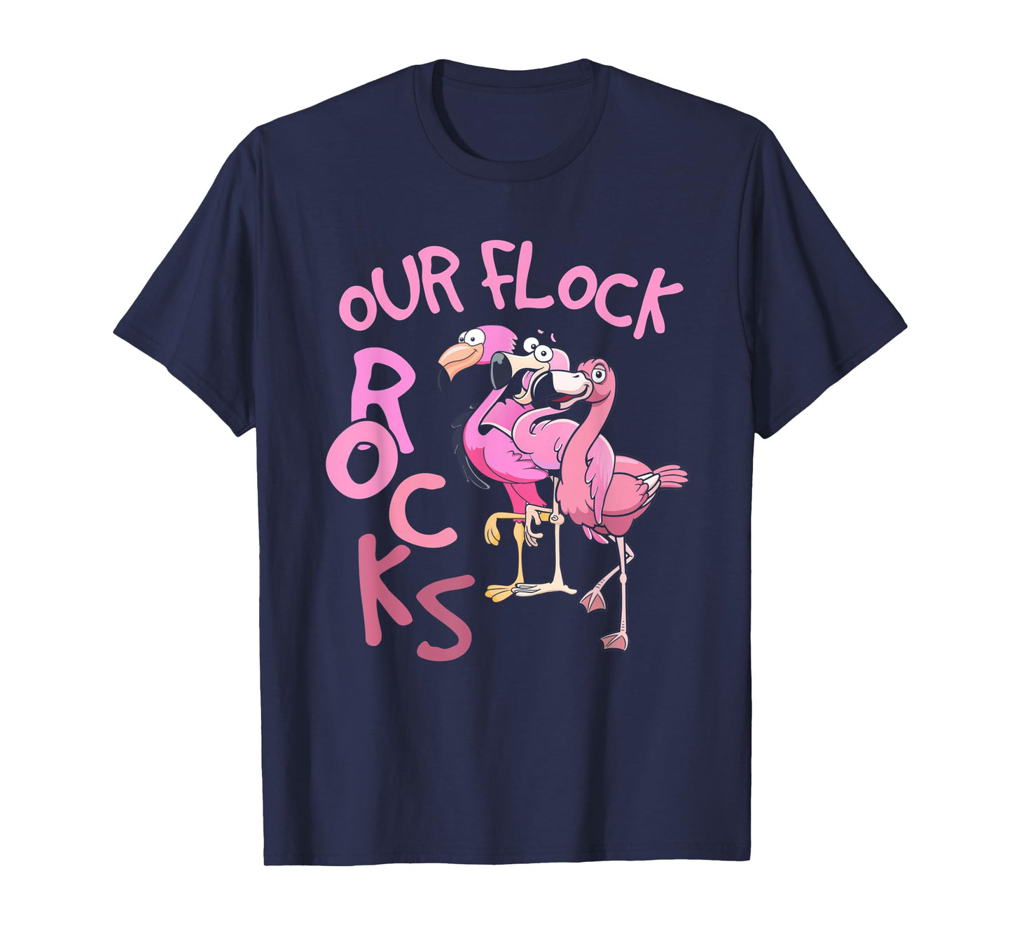 Our Flock Rocks Flamingo Matching Family Vacation Group T-Shirt