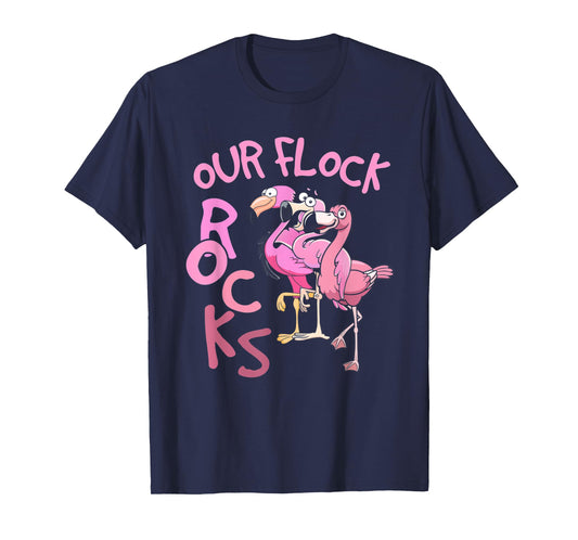 Our Flock Rocks Flamingo Matching Family Vacation Group T-Shirt