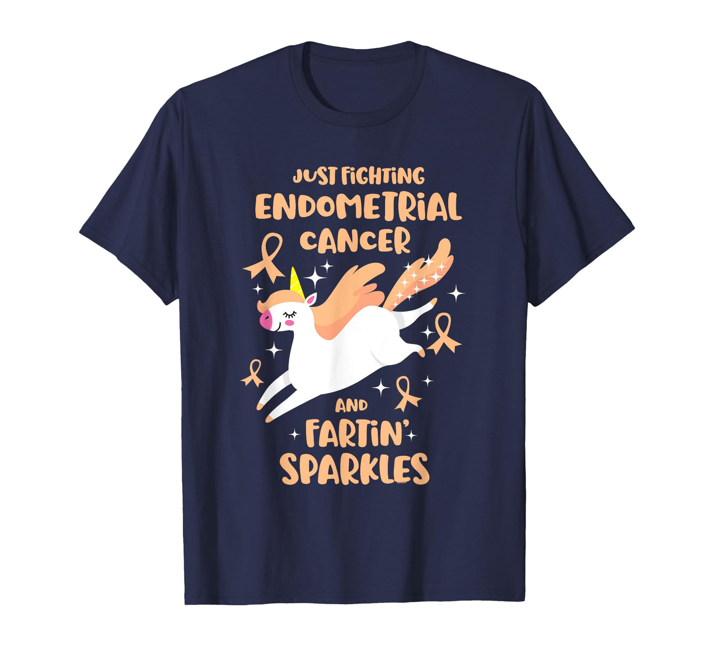 Fighting Endometrial Cancer Quote Farting Unicorn Awareness T-Shirt
