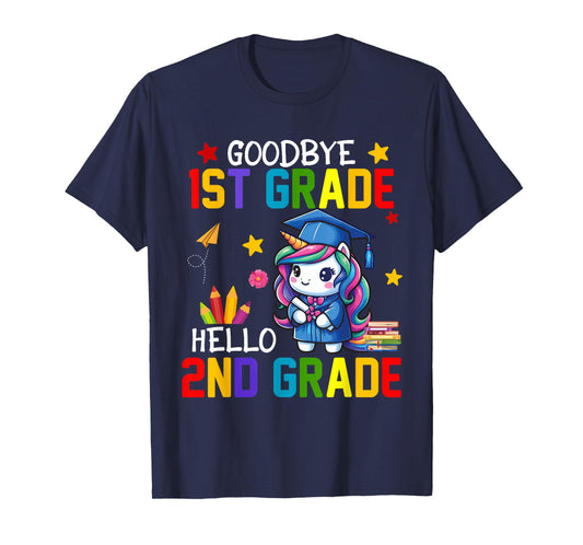 Goodbye 1st Grade Hello 2nd Grade Cute Unicorn Graduation T-Shirt