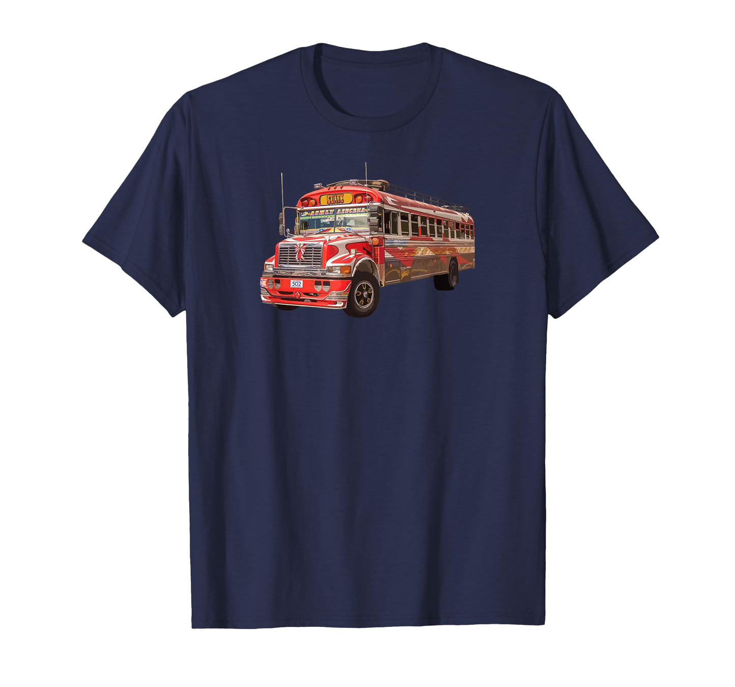 Chicken Bus Guatemala Quetzal Guate Tikal Maya Antigua 502 T-Shirt