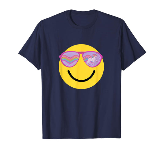 Emoticon Smiling Face With Unicorn Sunglasses T-Shirt