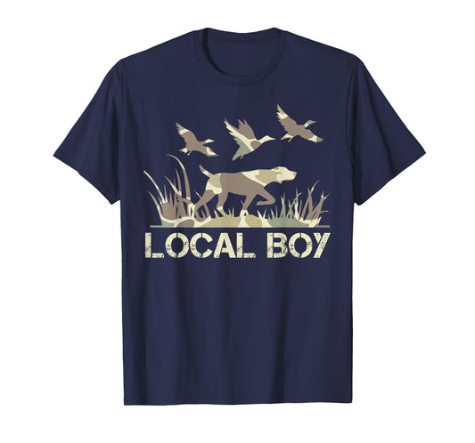 Retro Southern Boy Camouflage Hunting Dog Camo Duck Hunter T-Shirt