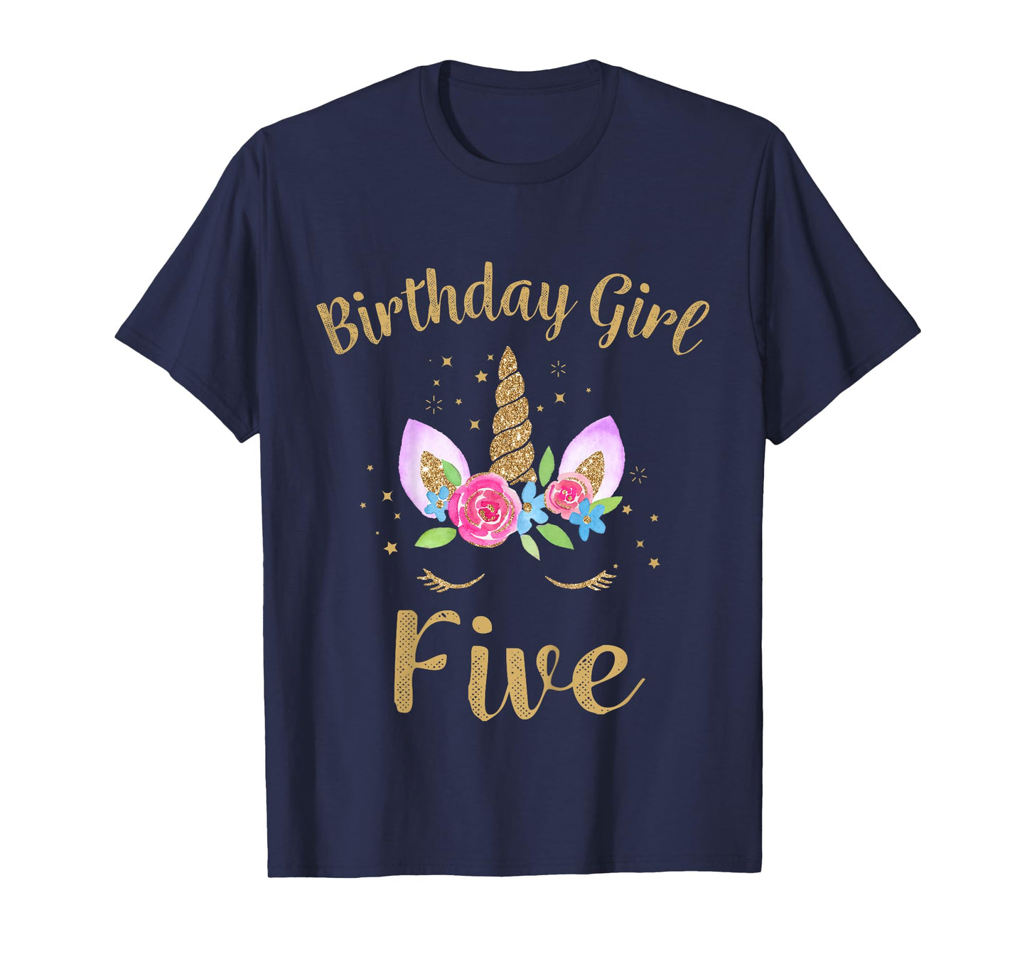 Kids 5 Year Old Birthday Girl Unicorn Shirt 5th Birthday Outfit T-Shirt