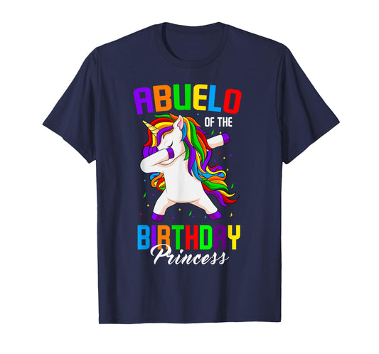Abuelo of the Birthday Princess Unicorn Dabbing Bday Party T-Shirt