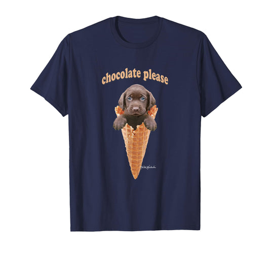 Chocolate Lab Puppy Ice Cream Cone T-shirt Cute Dog Tee Men Women Girls Kids T-Shirt