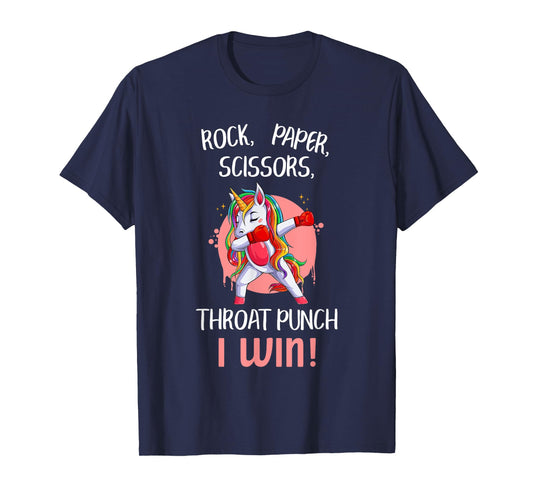 Rock Paper Scissors Throat Punch I Win Unicorn Boxing Boxers T-Shirt