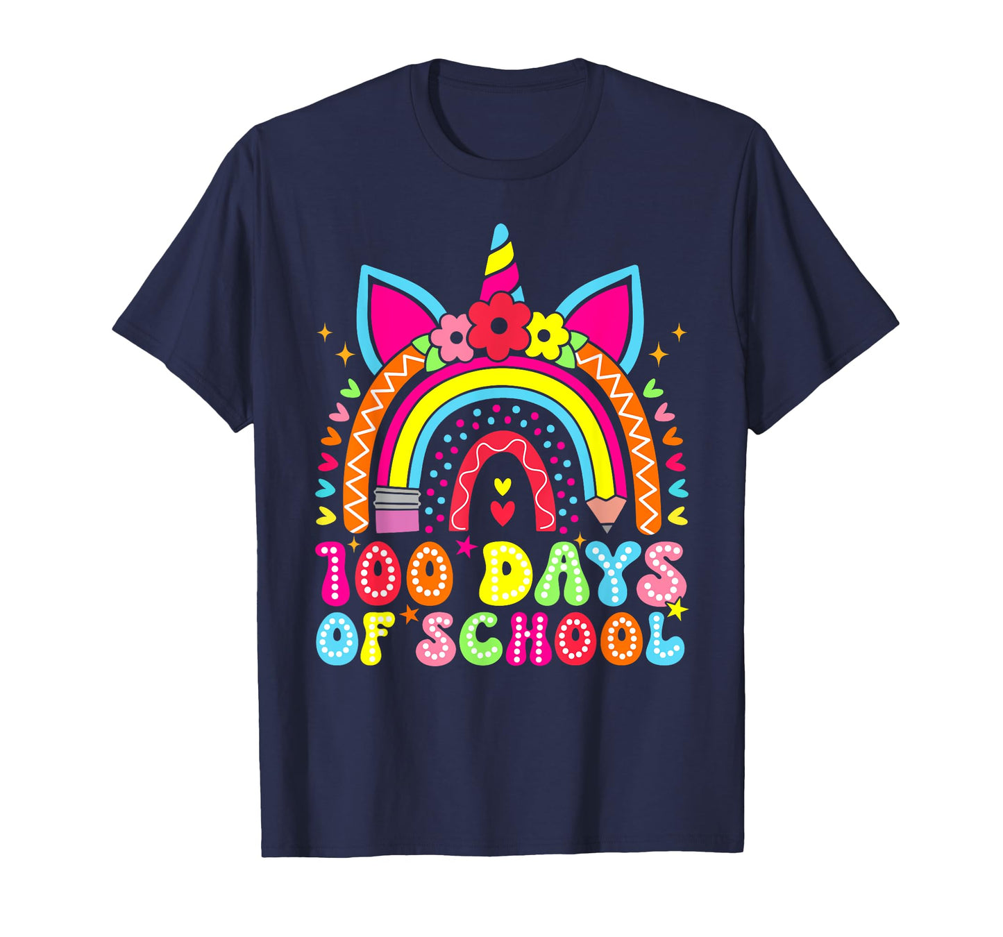 100 Days Of School Unicorn Rainbow 100th Day Of School T-Shirt