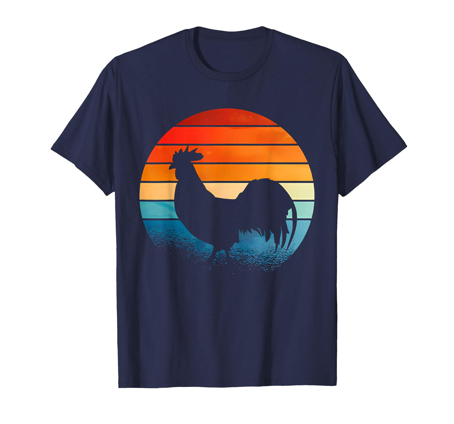 Retro Sunset Rooster Chicken Lover Gifts T-Shirt