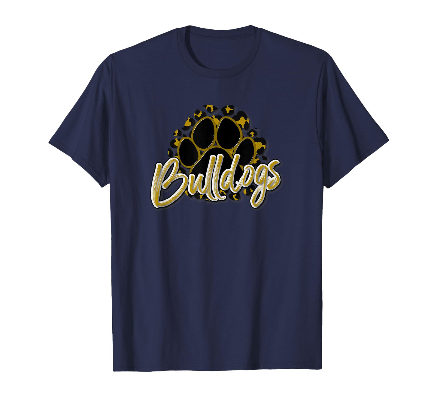 Bulldogs Gold Black Cheetah School Sports Fan Team Spirit T-Shirt