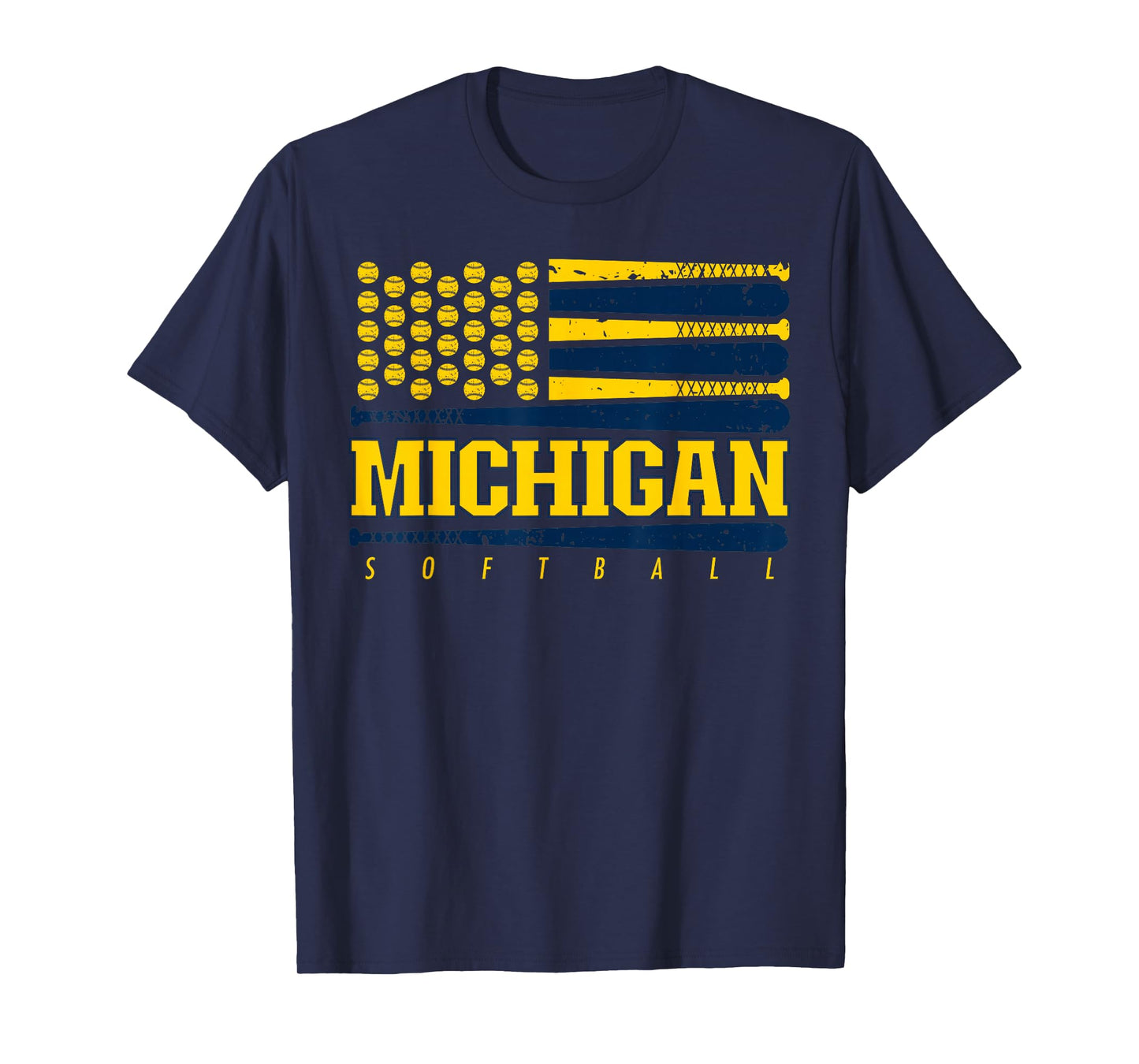 Michigan Softball Vintage Mens Kids Team Retro Softball Fan T-Shirt