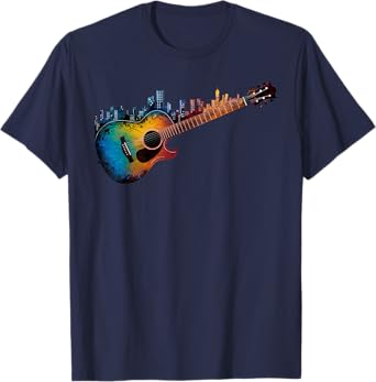Guitar with City Skyline Band Tee Guitar Musician T-Shirt