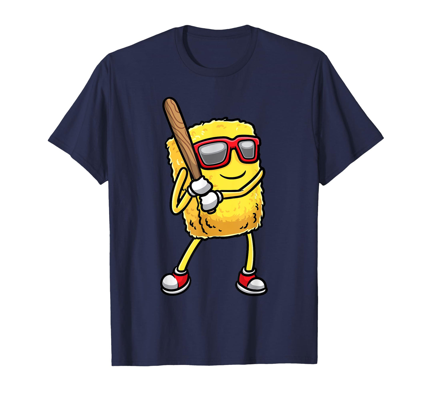 Baseball Player Chicken Nugget Playing Baseball Kids Men T-Shirt