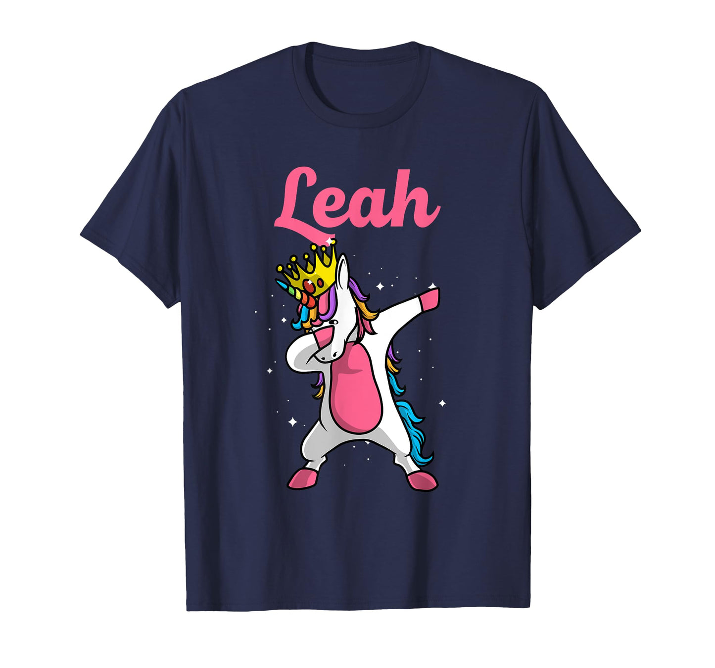 LEAH Gift Name Personalized Birthday Dabbing Unicorn Queen T-Shirt
