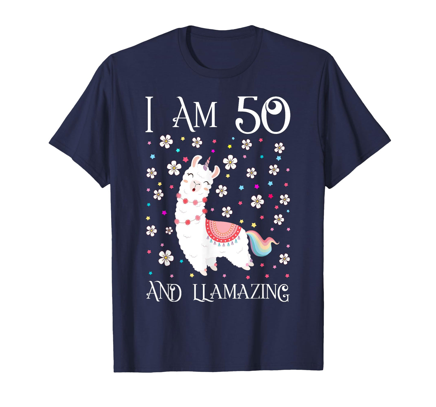 I am 50 Years Old Llamazing Cute Llama 50th Girl Birthday T-Shirt