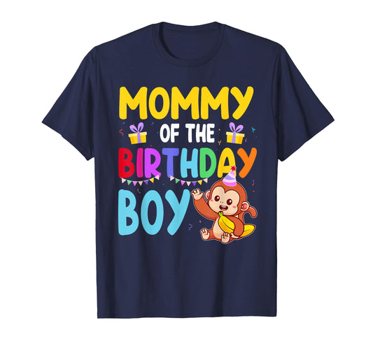 Mommy Of The Birthday Boy Monkey Family Matching T-Shirt