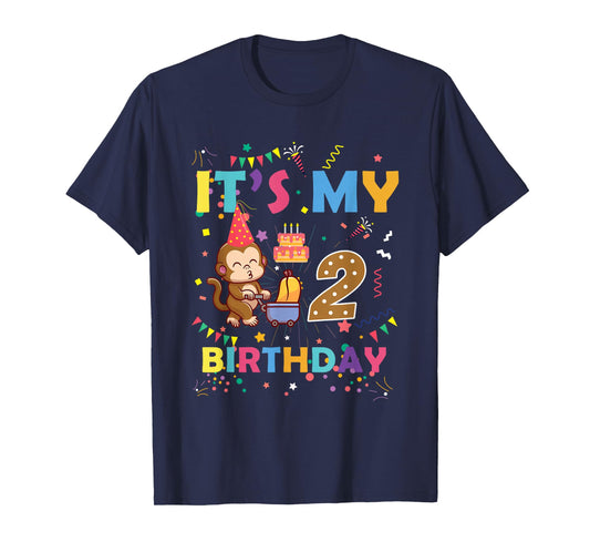 It's My 2nd Birthday Monkey 2 Year Old Boys Girls Kids T-Shirt