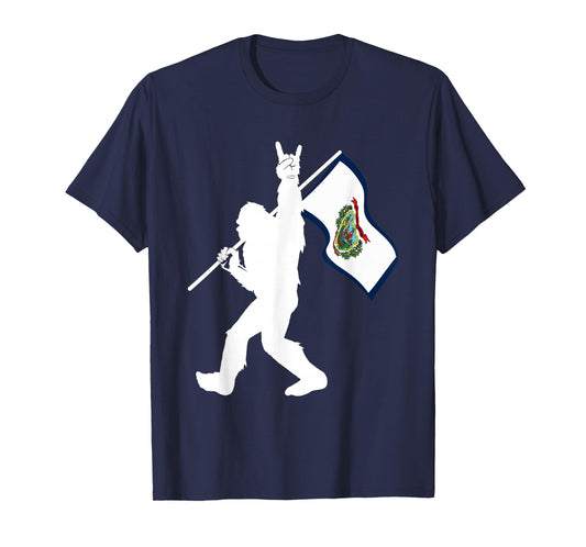 Vintage State of West Virginia Flag Bigfoot Rock On Believer T-Shirt