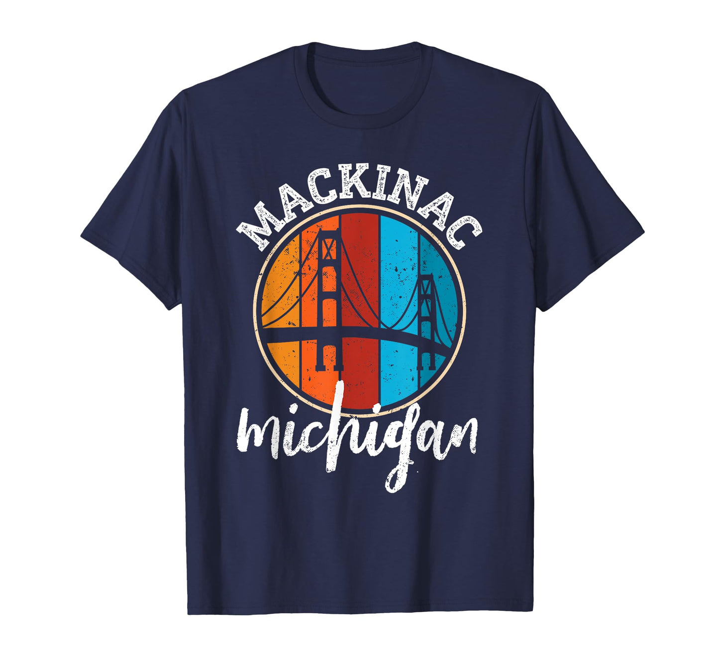Retro Mackinac Bridge Mackinaw Vintage Michigan Souvenir T-Shirt